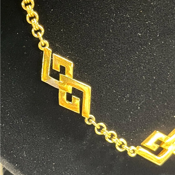 Givenchy Vintage Art-Deco Look Geometric Motifs Chain Necklace - Picture 4 of 16